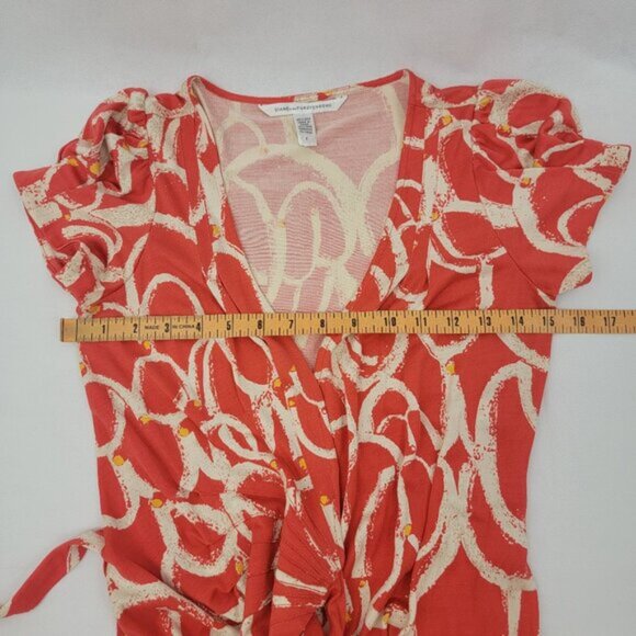 Diane von Furstenberg Womens 6 Dress Wrap Orange ANTONIO Silk Knee Length DVF - Picture 10 of 15